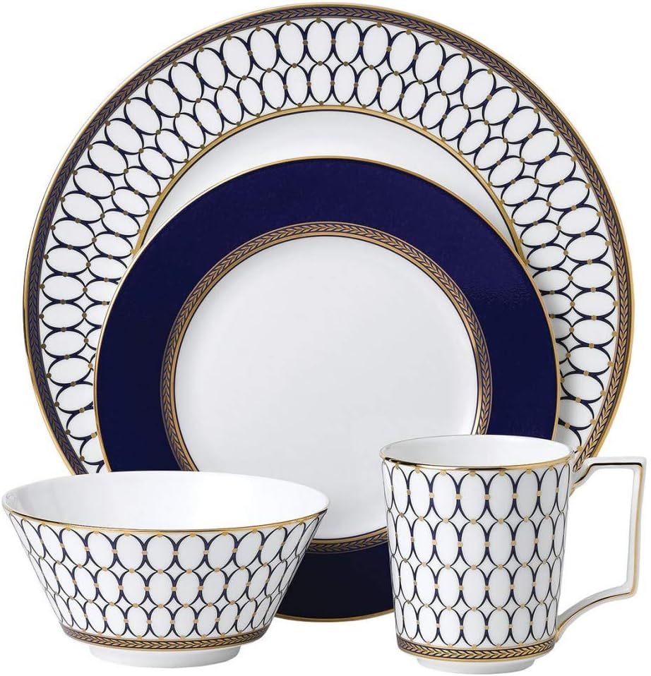 Renaissance Gold Porcelain 4-Piece Dinnerware Set for 1 - White