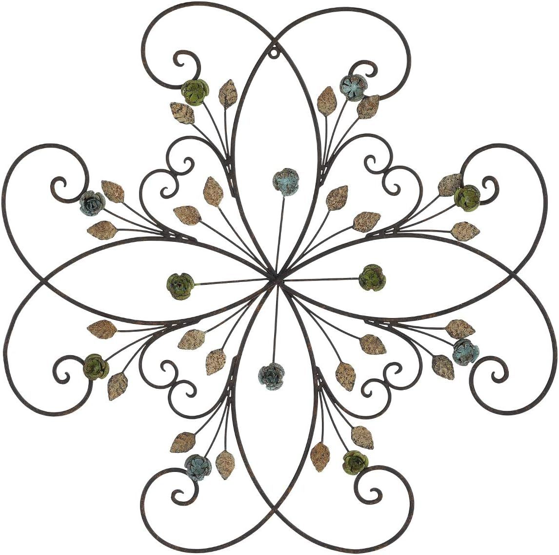 Lechesis 24" Rustic Metal Flower Scroll Wall Art Decor