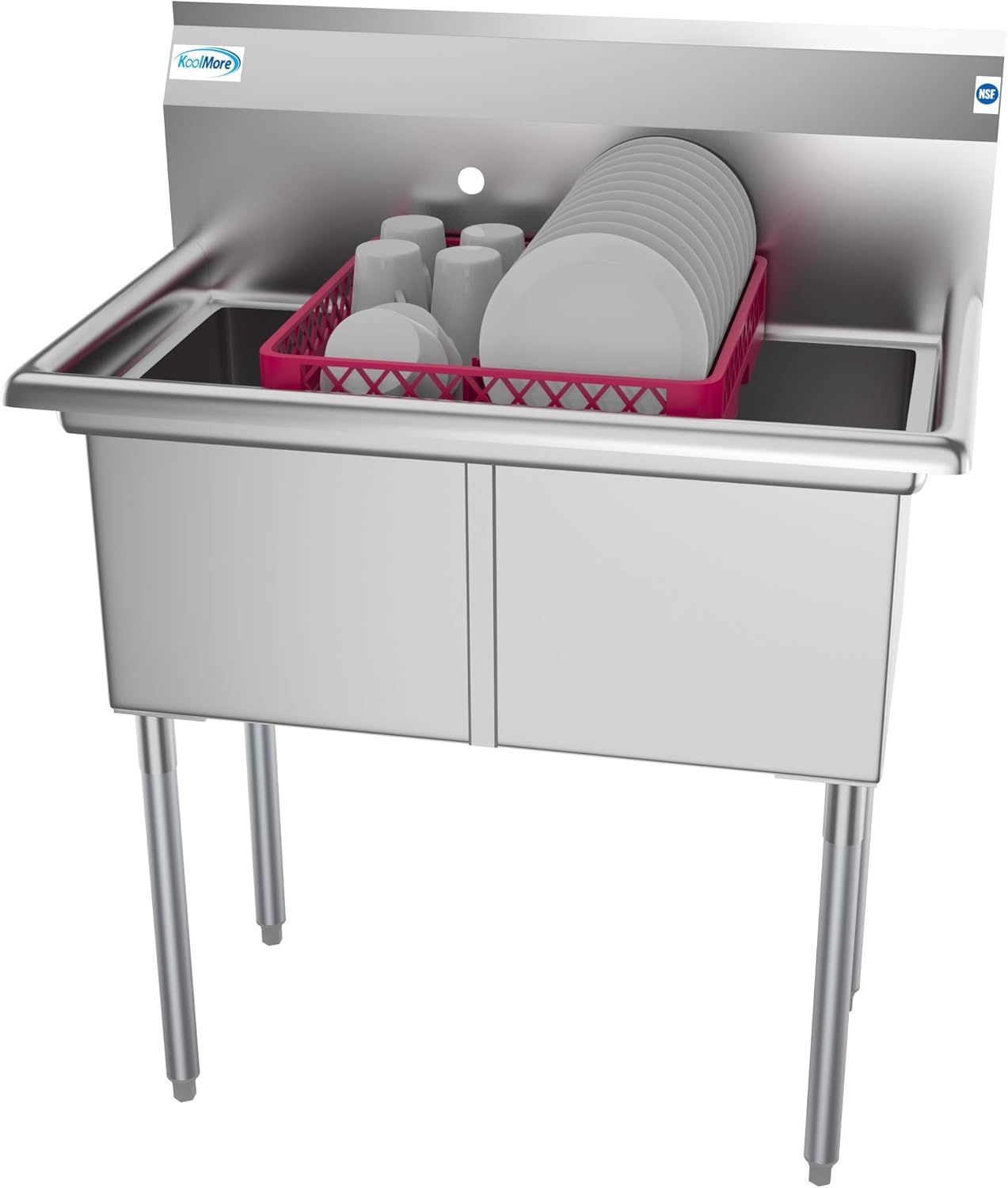 15" x 15" Stainless Steel Double Compartment Utility Sink