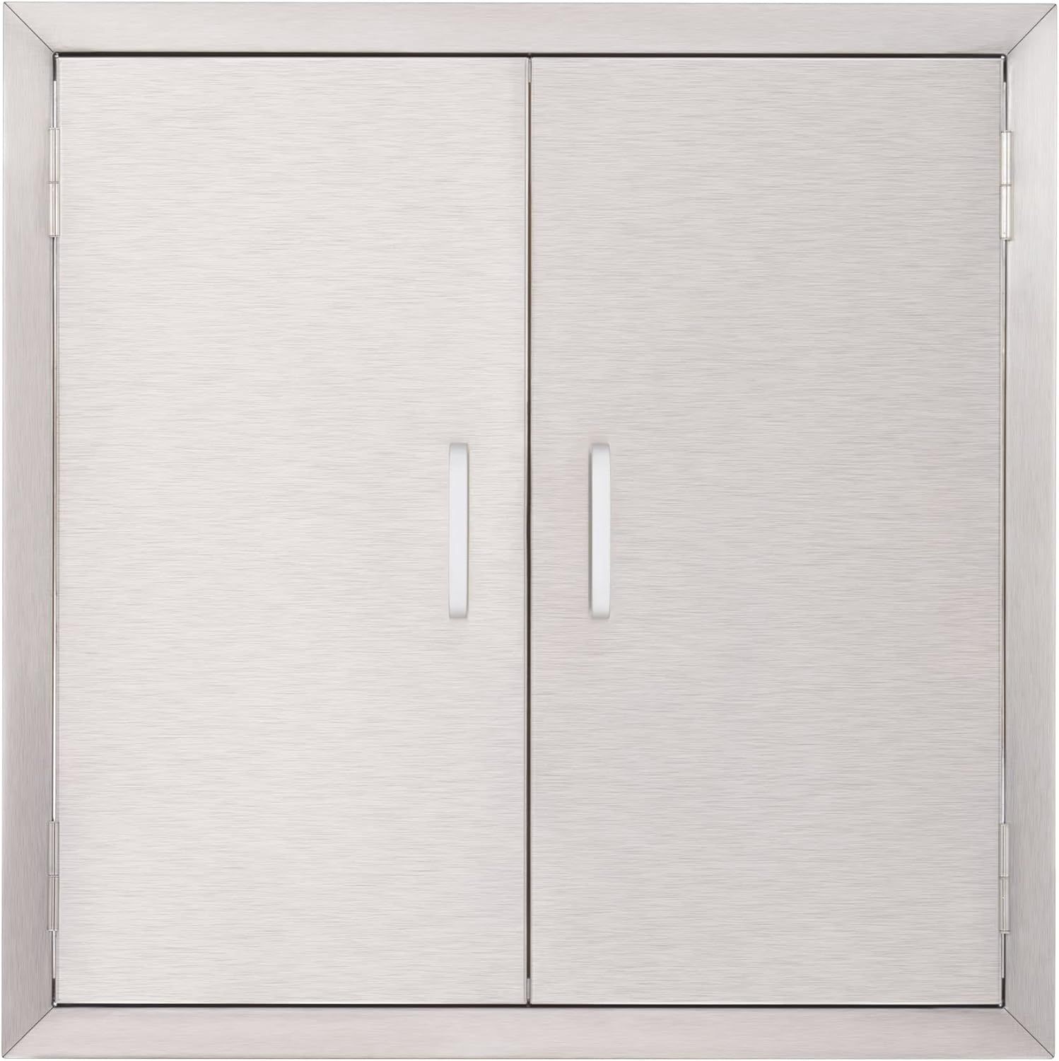 24" Silver Stainless Steel Double Outdoor Kitchen Access Doors