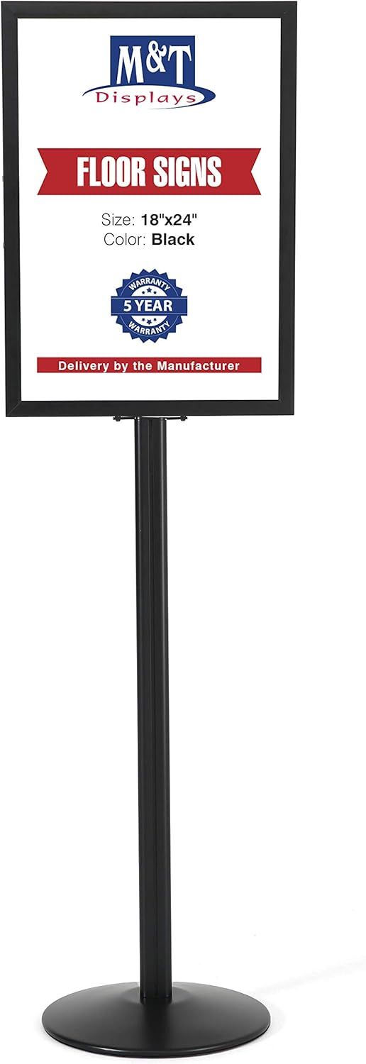 Black Aluminum Floor Standing Double-Sided Poster Holder