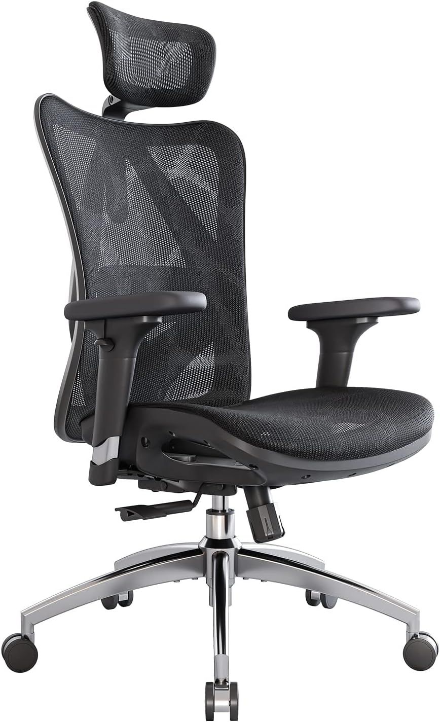 Black High Back Mesh Swivel Office Chair with Adjustable Arms