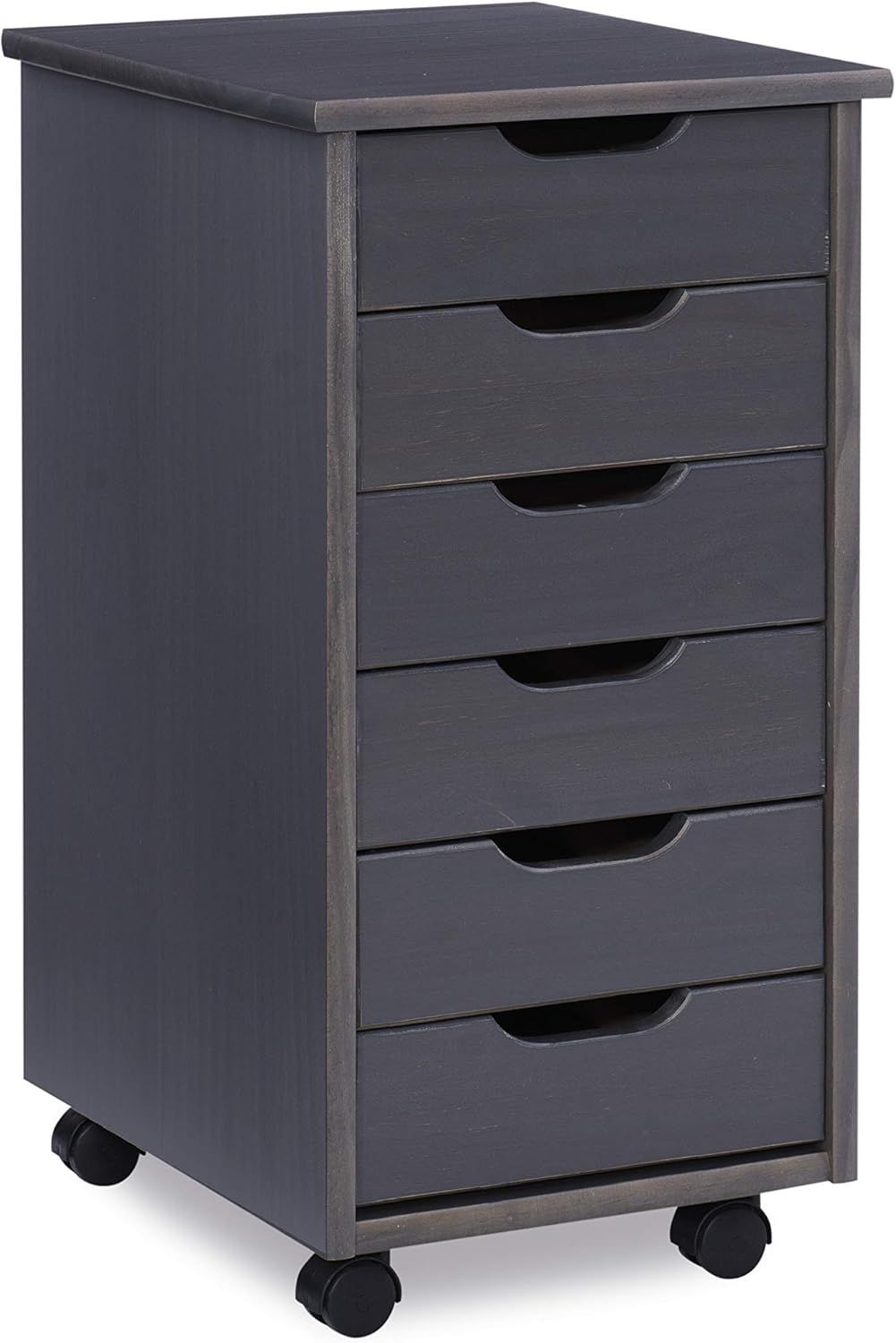 Corinne Grey Six Drawer Rolling Storage Cart