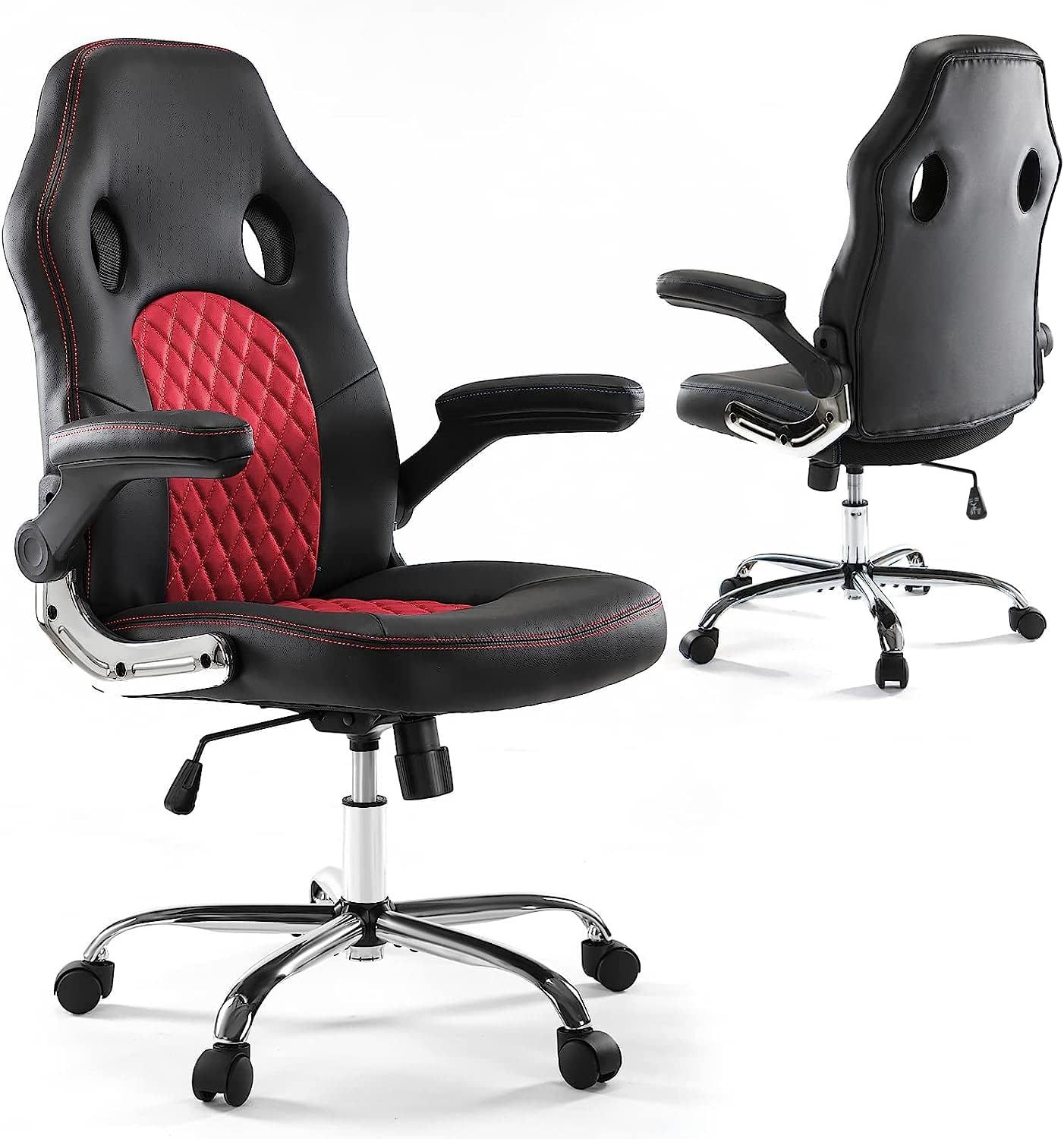 Black and Red PU Leather Ergonomic Gaming Office Chair