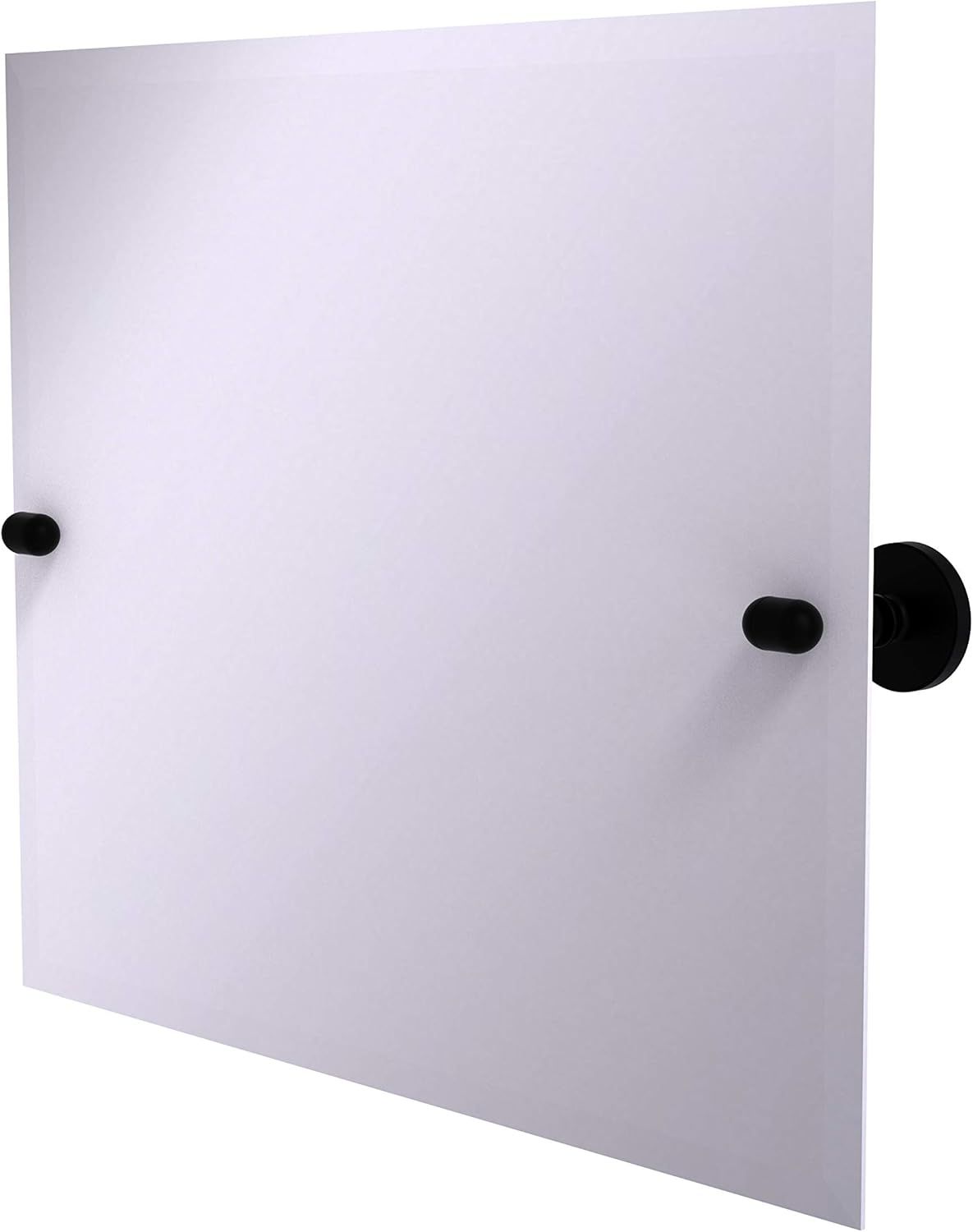 Matte Black Frameless Rectangular Wall Mirror with Beveled Edge