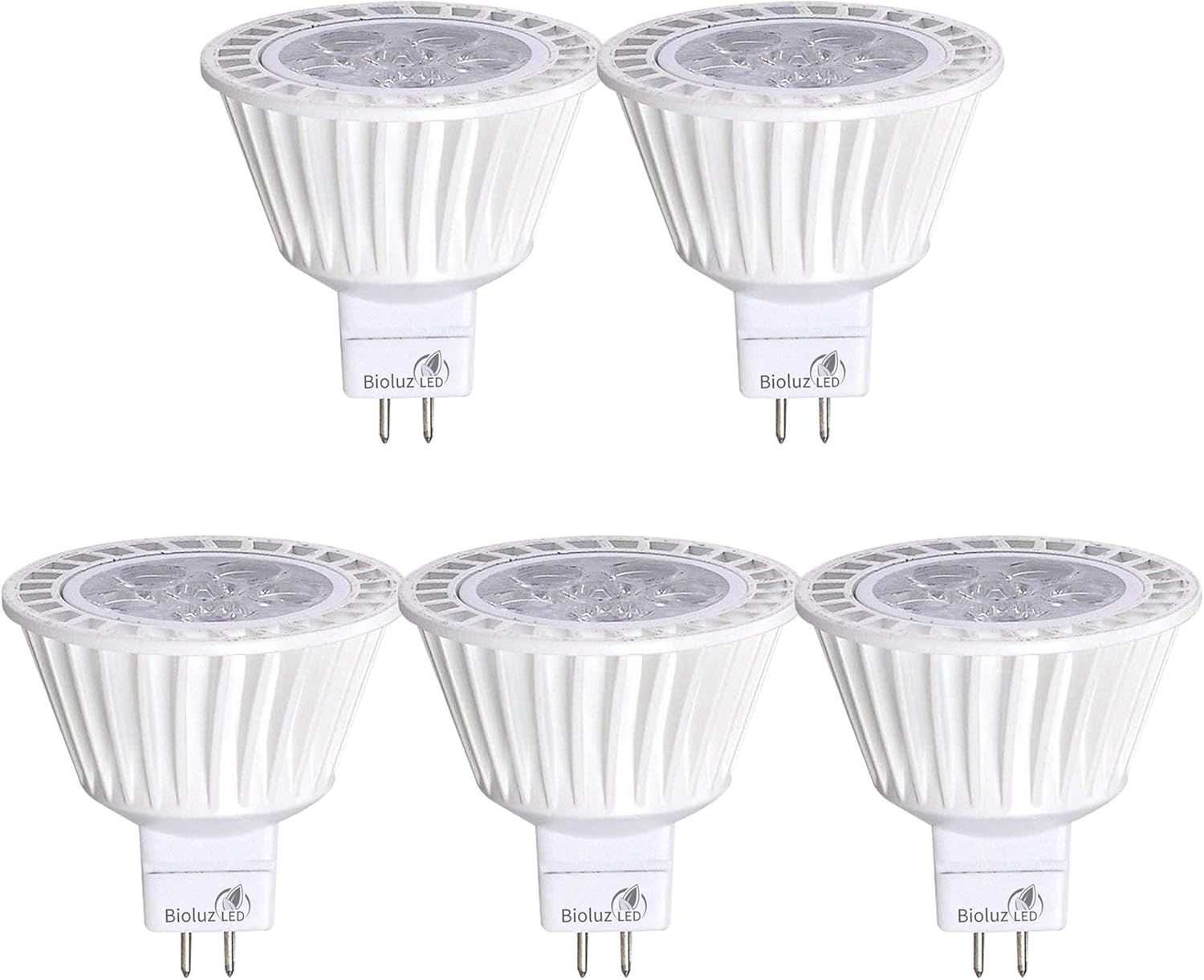 Bioluz 5-Pack Dimmable 7W 3000K LED MR16 Bulbs