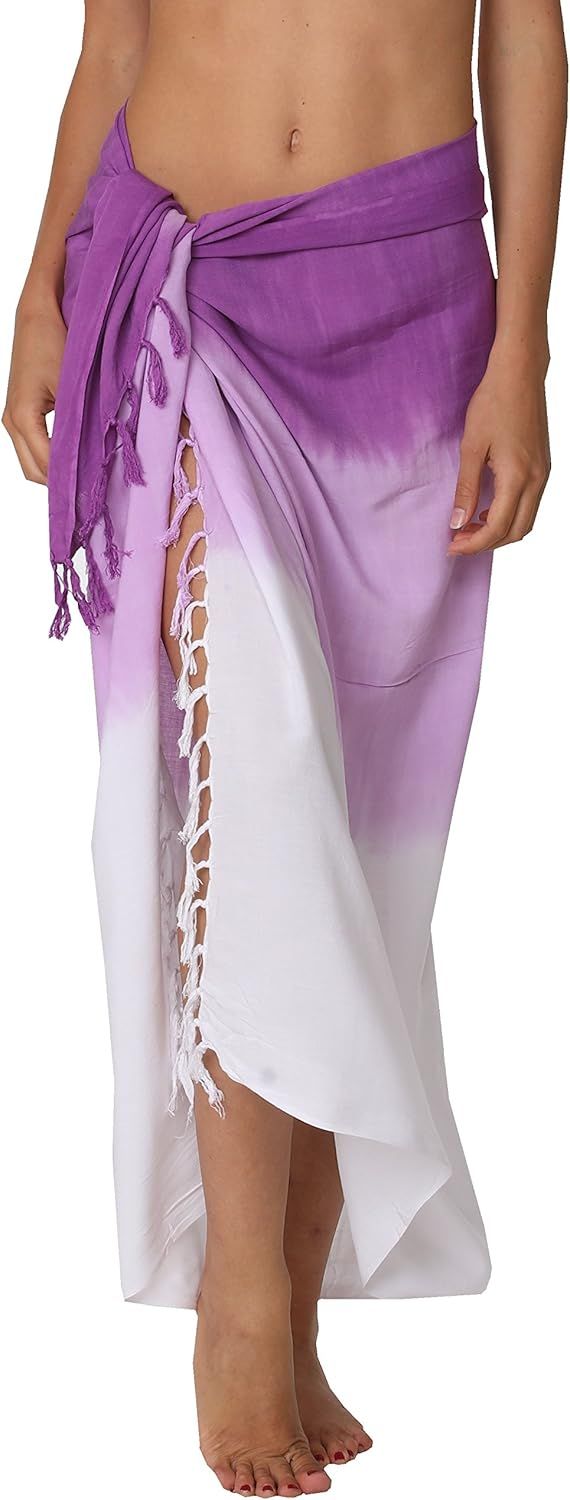 Purple Ombre Cotton Sarong Beach Cover-Up