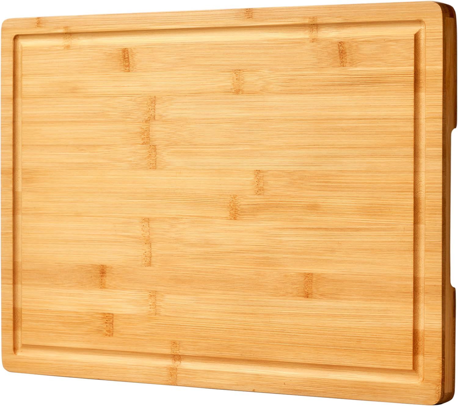 Extra Large Bamboo Cutting Board with Juice Grooves and Handles