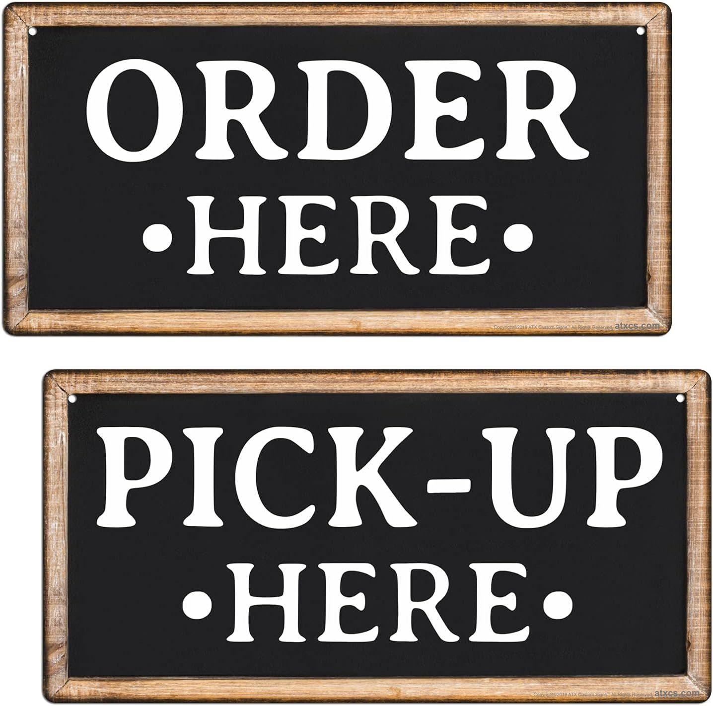 Black and White Aluminum Order and Pick-Up Signs Set