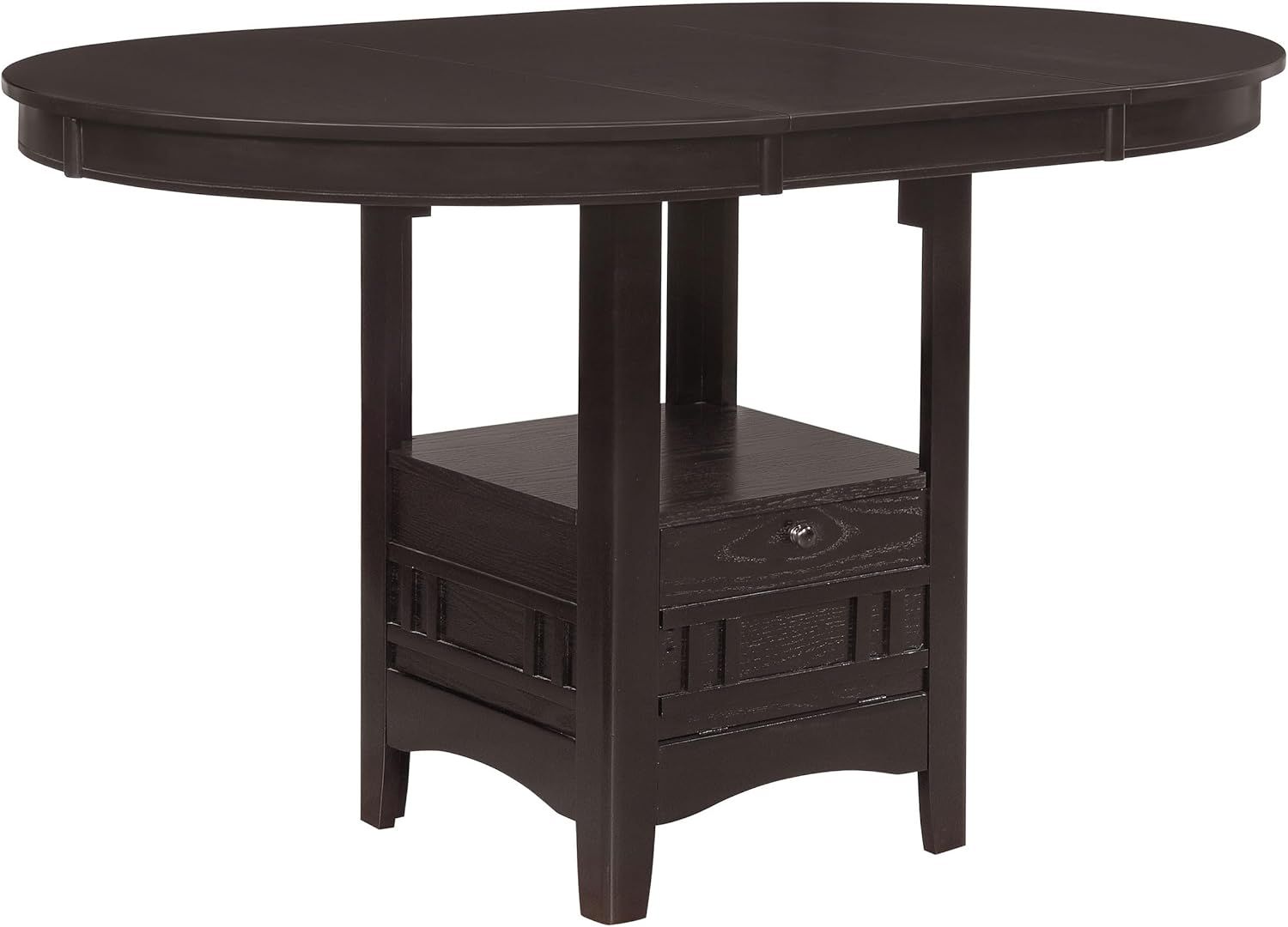 Espresso Oak Veneer Counter Height Dining Set with Black Fabric Chairs