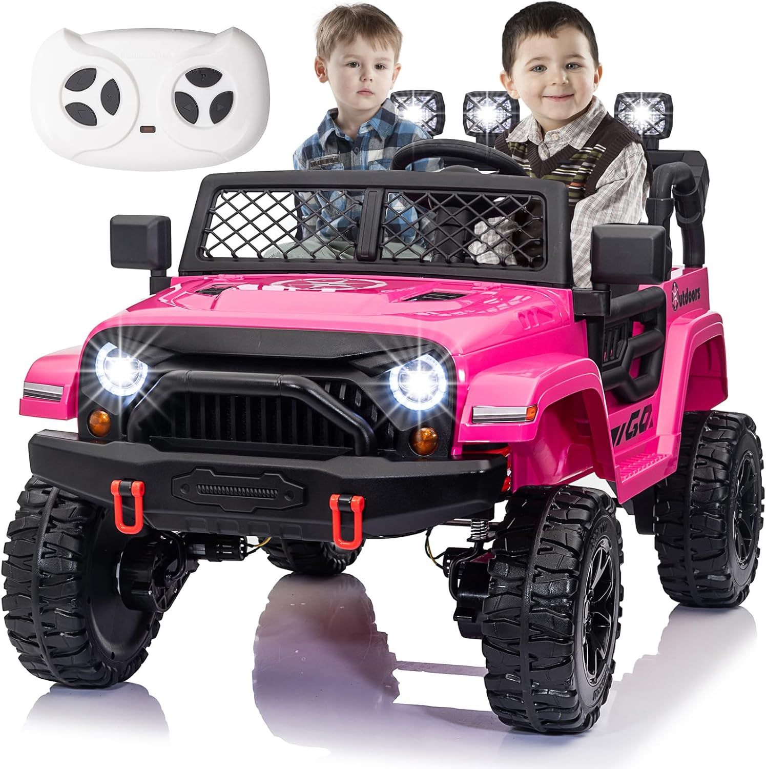 Pink 24V 2-Seater Kids Ride-On Jeep with Remote Control