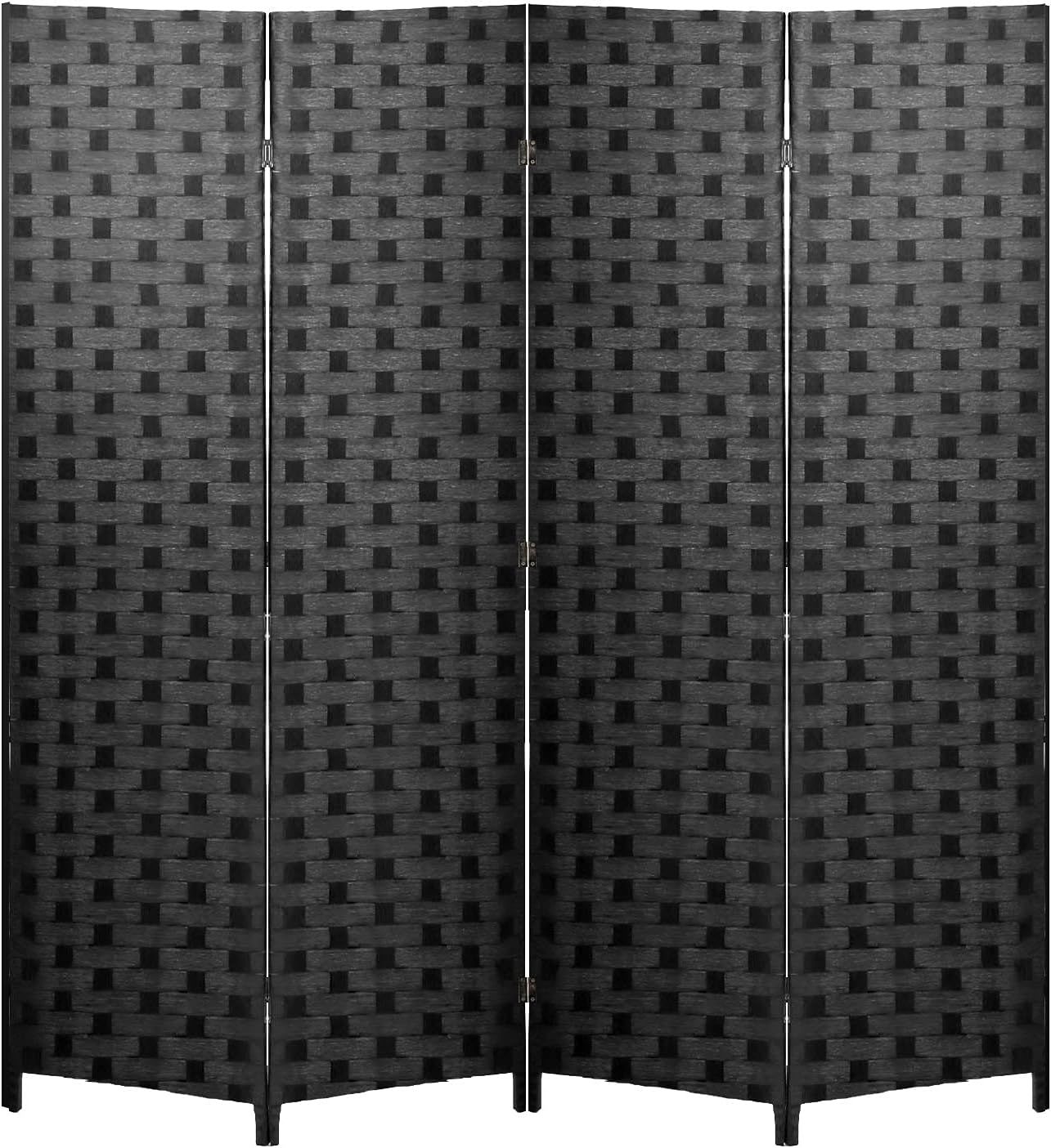 Black Woven Wood 6ft Folding Room Divider Screen