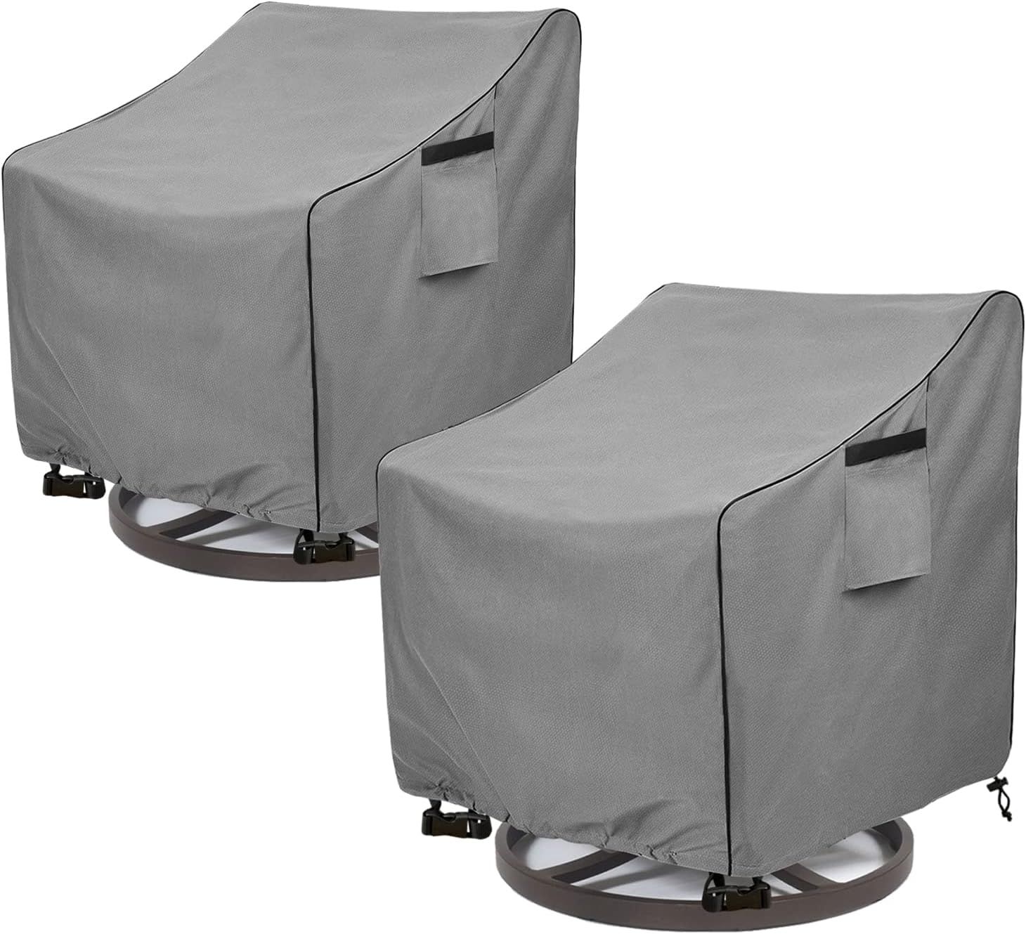 Gray Waterproof Heavy Duty Outdoor Swivel Chair Covers, 2 Pack