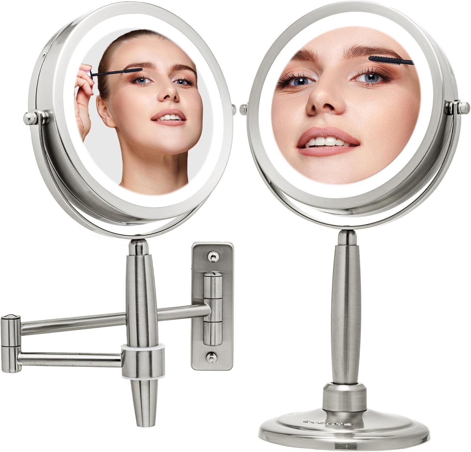 Elegant 7" Stainless Steel LED Magnifying Mirror with Multi-Touch & Variable Light