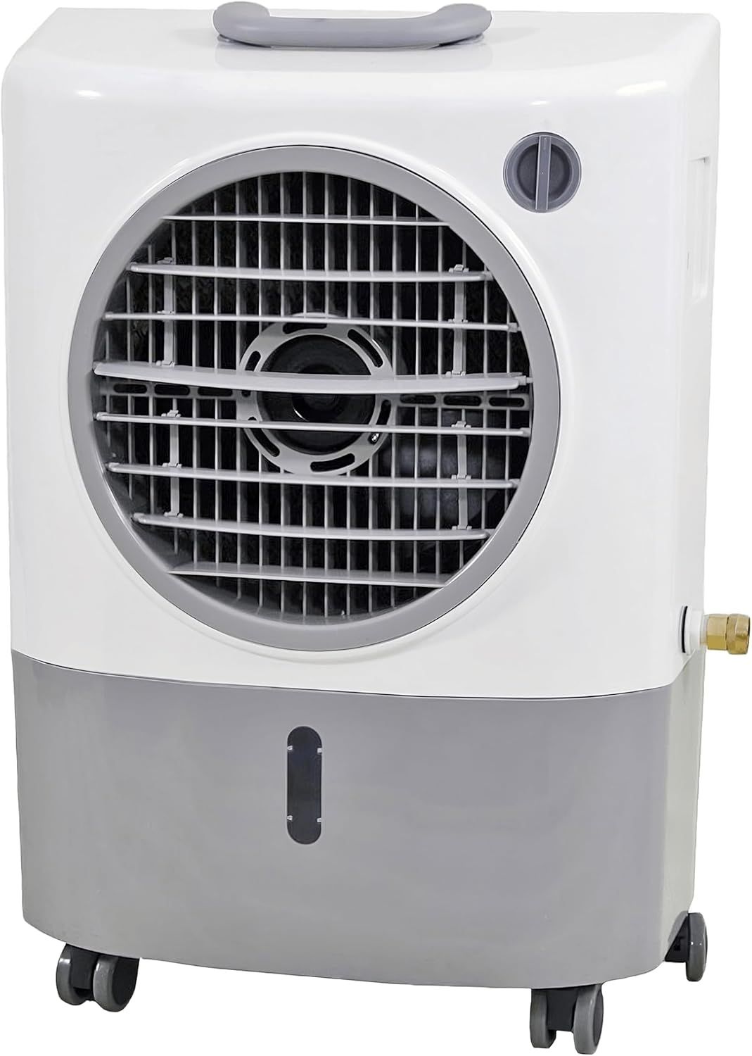 Portable White and Gray Freestanding Evaporative Air Cooler with Wheels