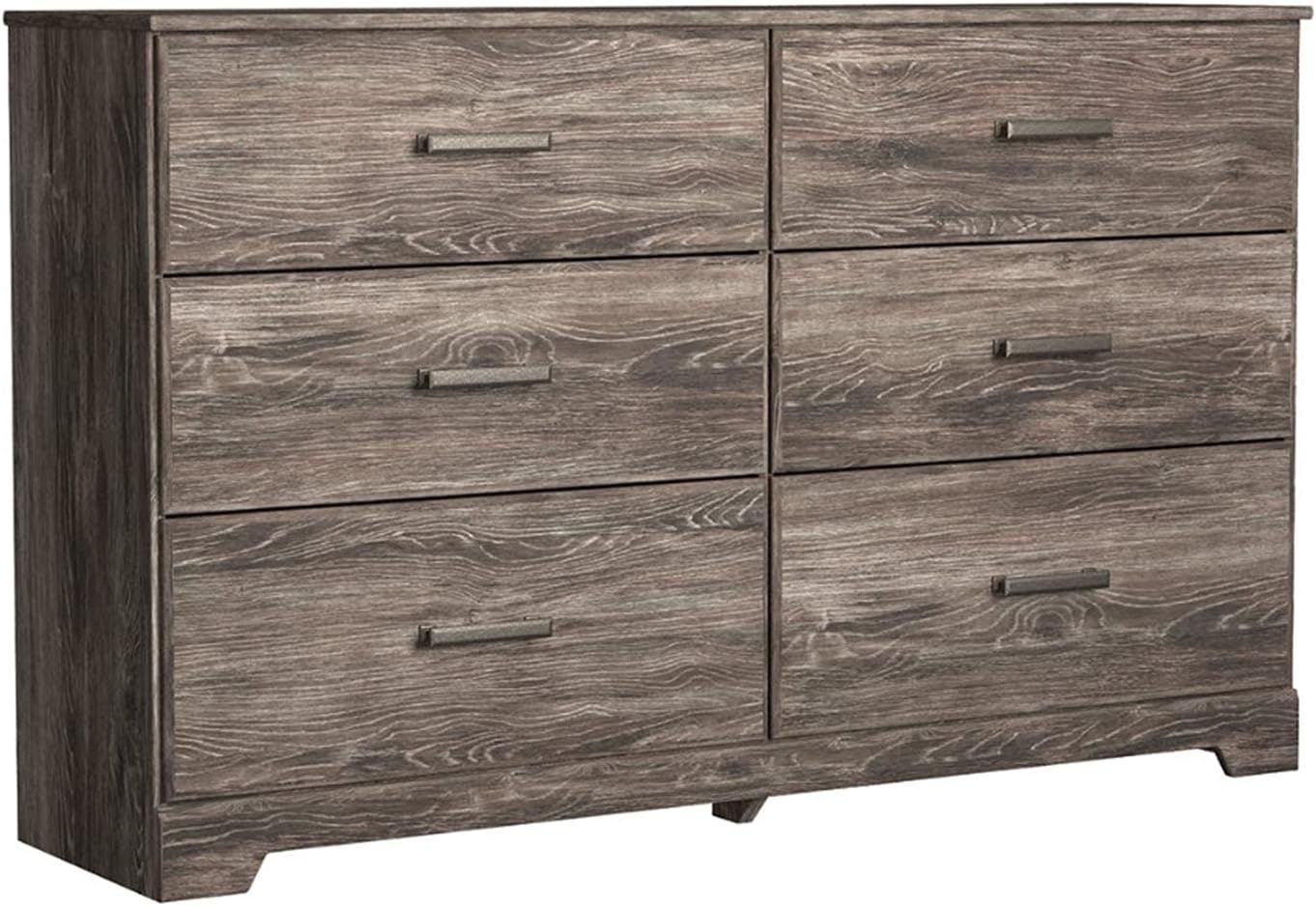 Gray Transitional 6-Drawer Dresser with Pewter Handles