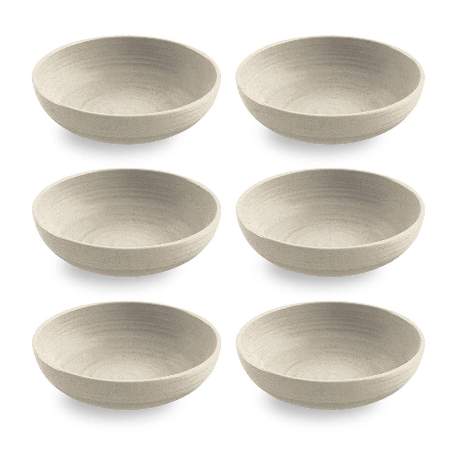 Matte Birch 8" Plant-Based Low Bowls Set of 6