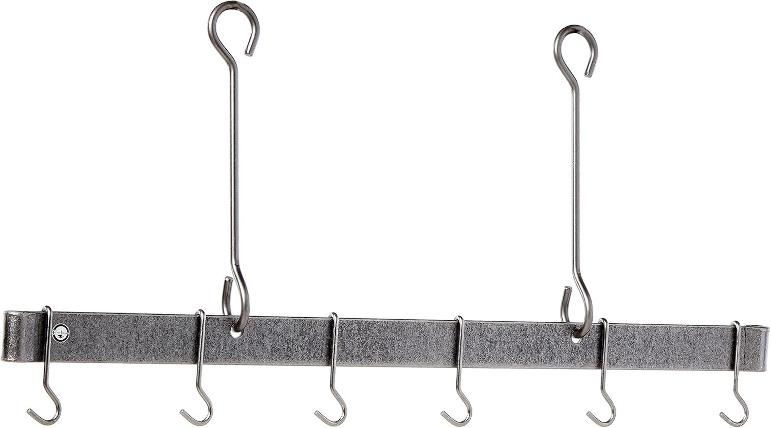 Hammered Steel 36-Inch Ceiling Pot Rack with Hooks