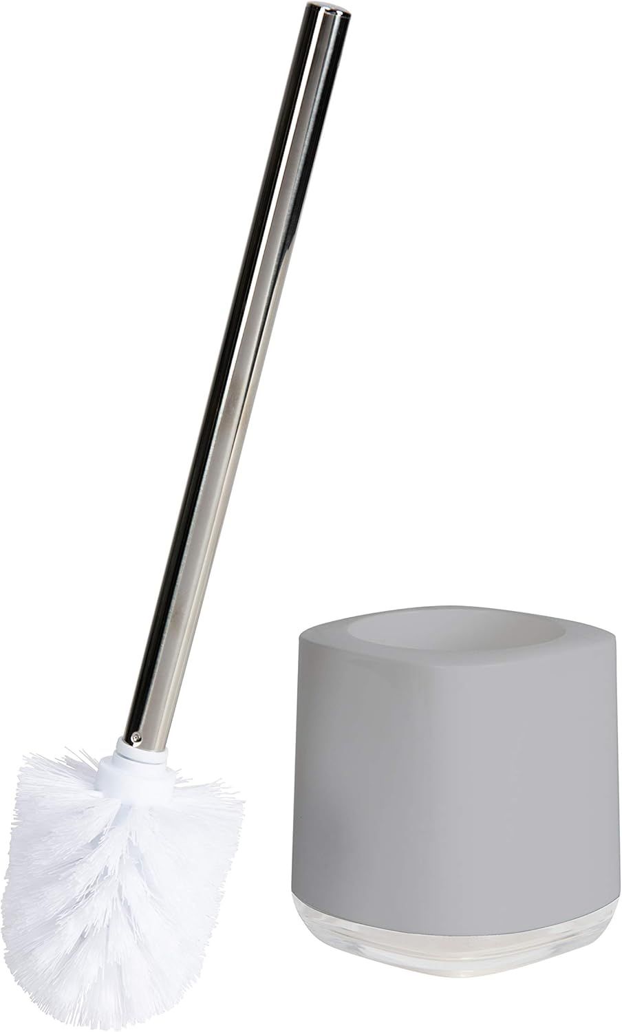 Modern Gray Stainless Steel Toilet Brush and Holder Set