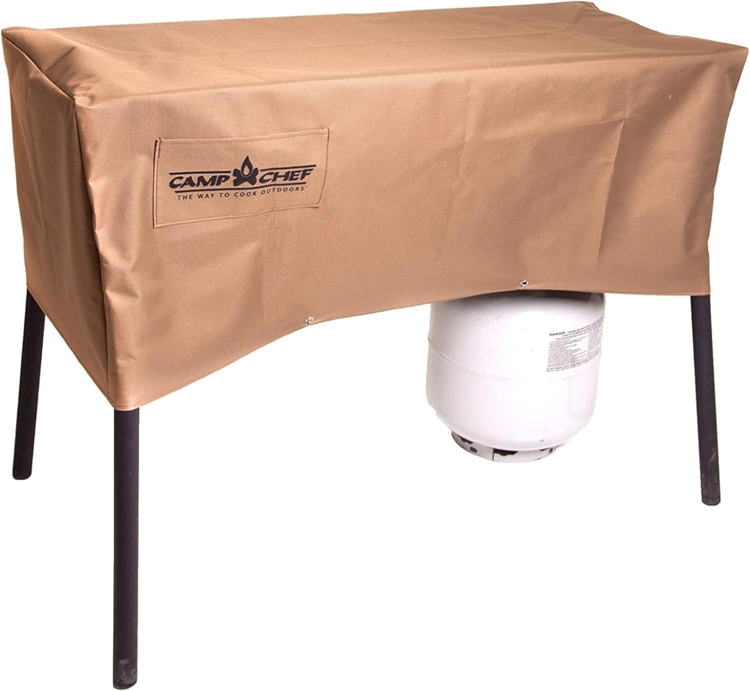 Tan Weather-Resistant Grill Cover for Three-Burner Cooking Systems