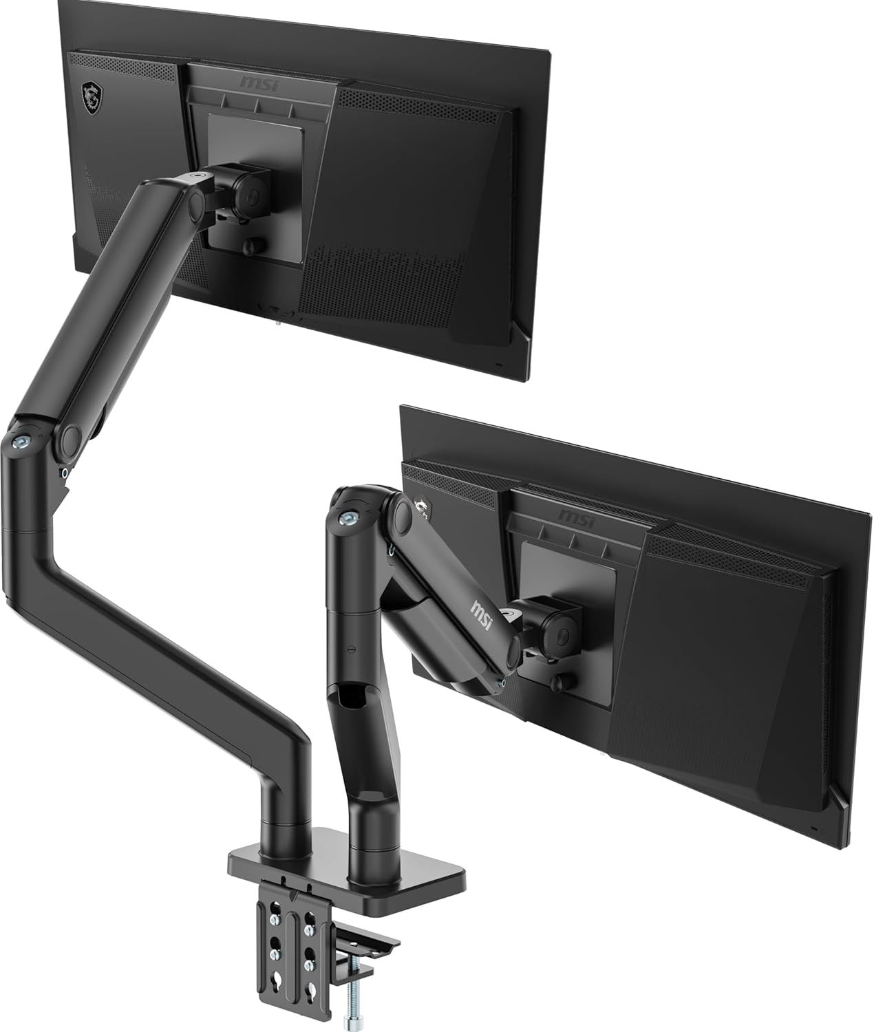 Black Adjustable Dual Monitor Spring Mount for 17-45" Screens