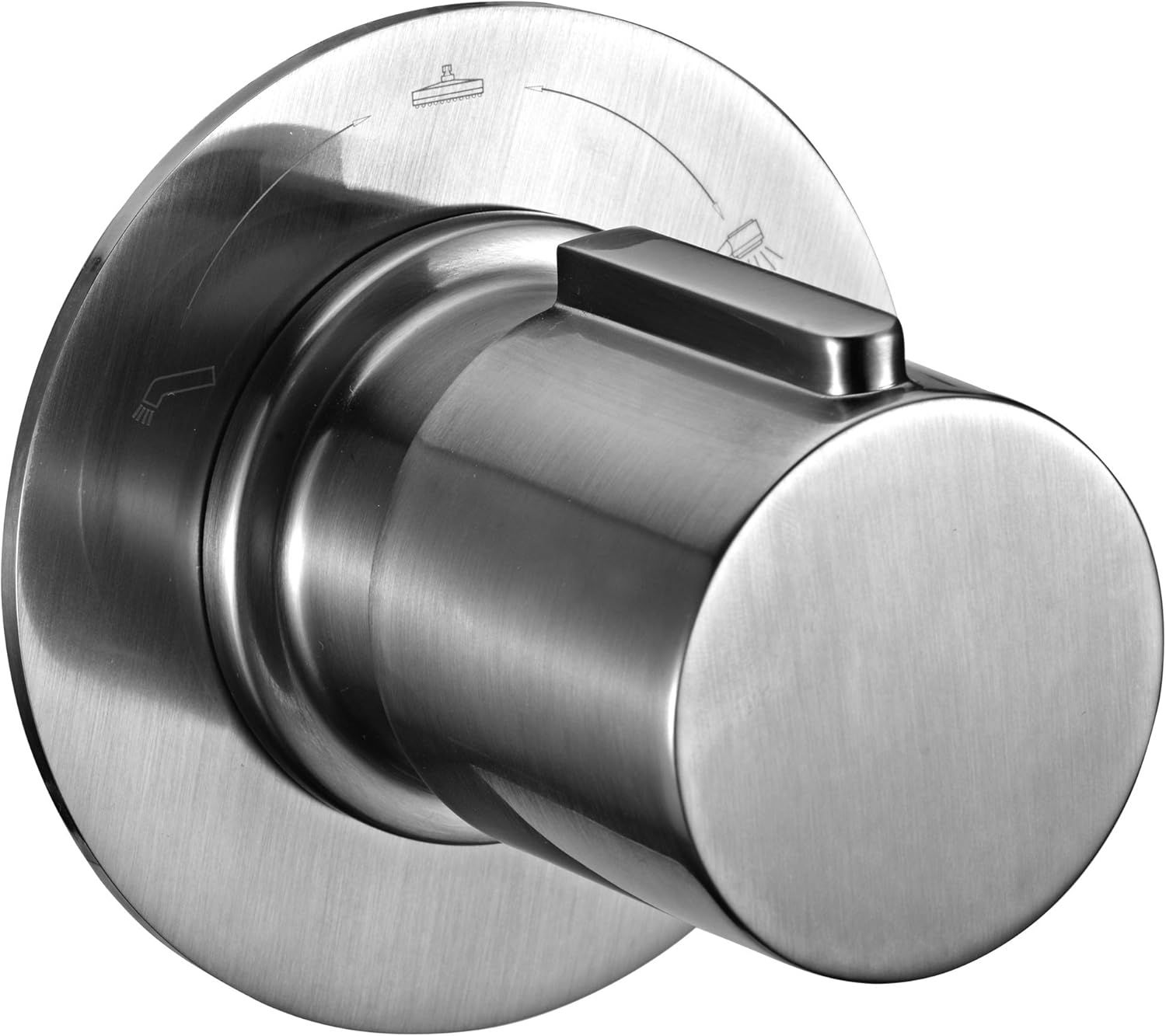 Brushed Nickel Modern Round Wall-Mounted Shower Diverter