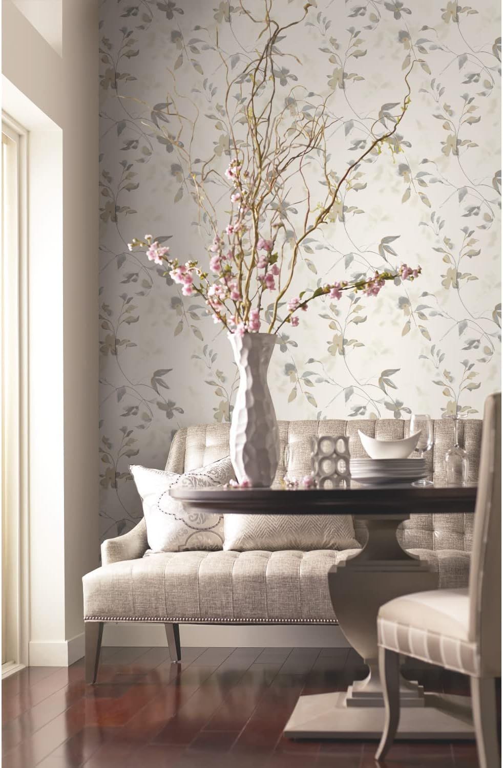 Soft Neutral Linden Flower Peel and Stick Wallpaper