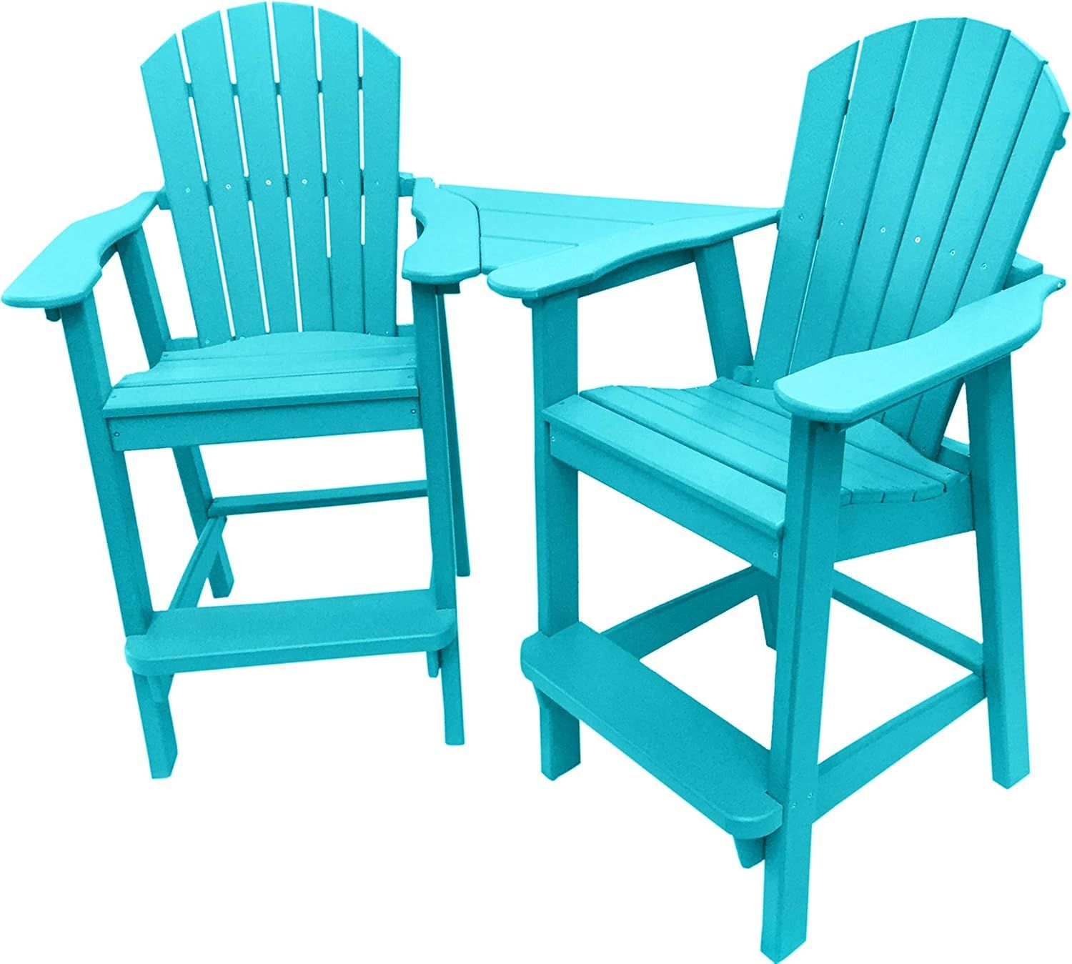 Eco-Friendly Recycled Poly Adirondack Balcony Chair Set with Side Table