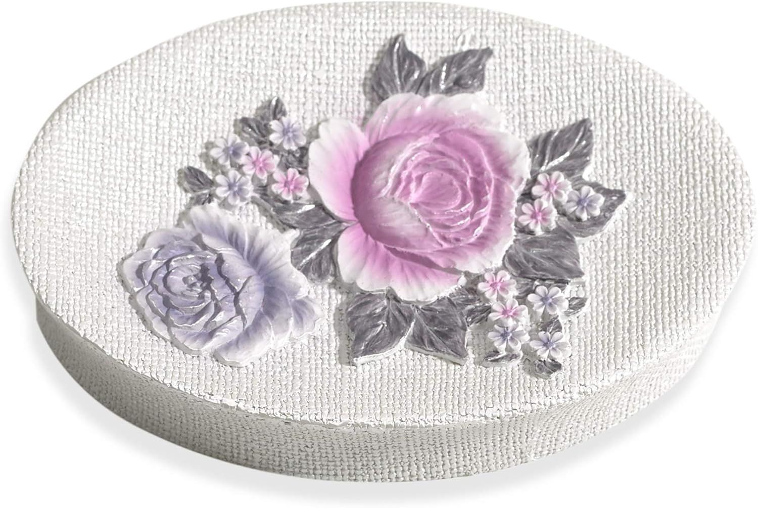 Lilac Floral Embossed Oval Plastic Soap Dish