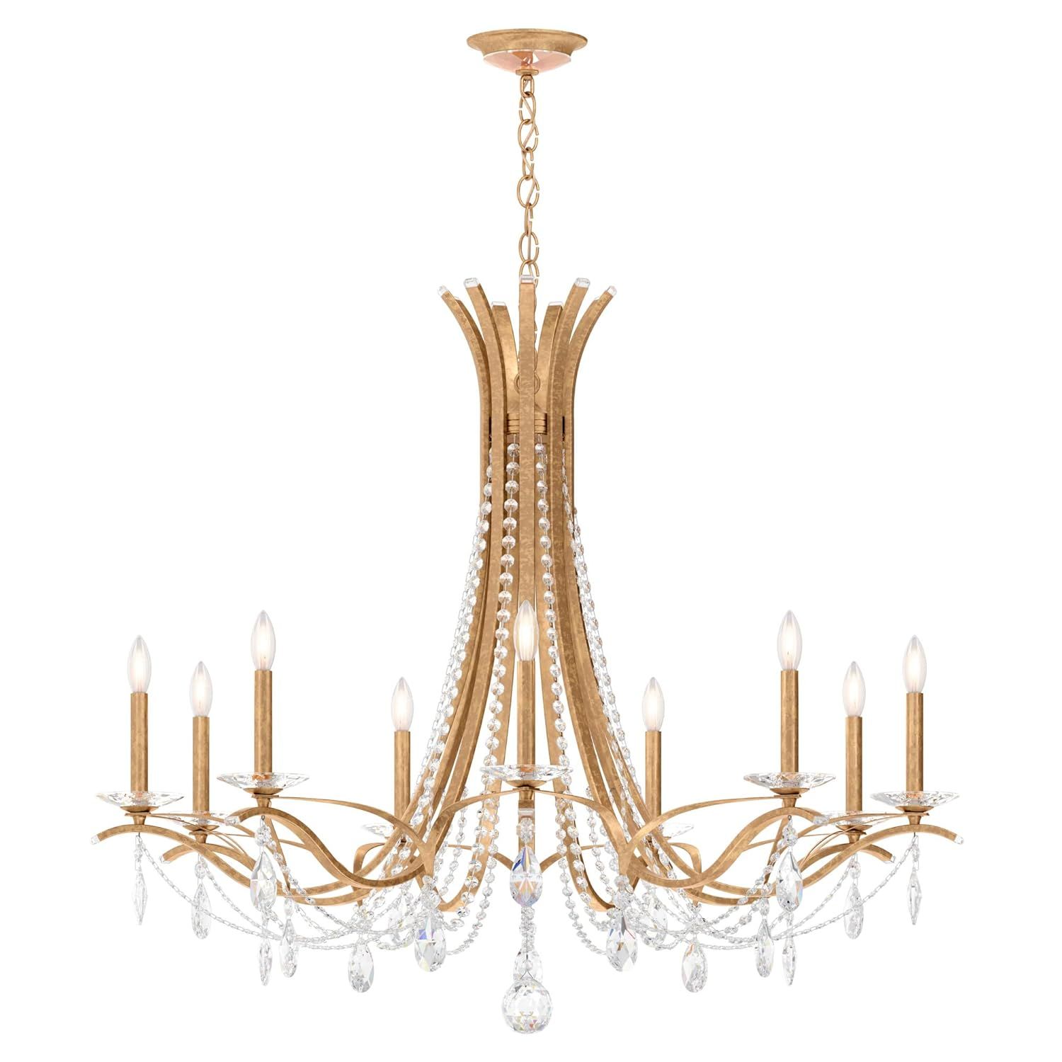French Gold and Clear Crystal 9-Light Grand Chandelier