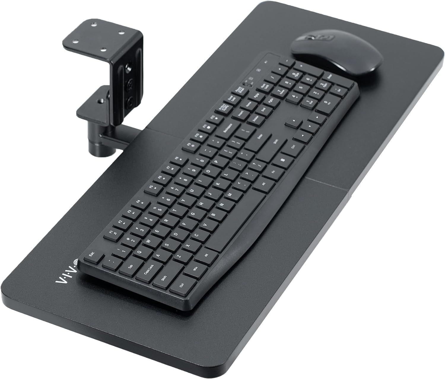 Black Adjustable Under Desk Rotating Keyboard and Mouse Tray