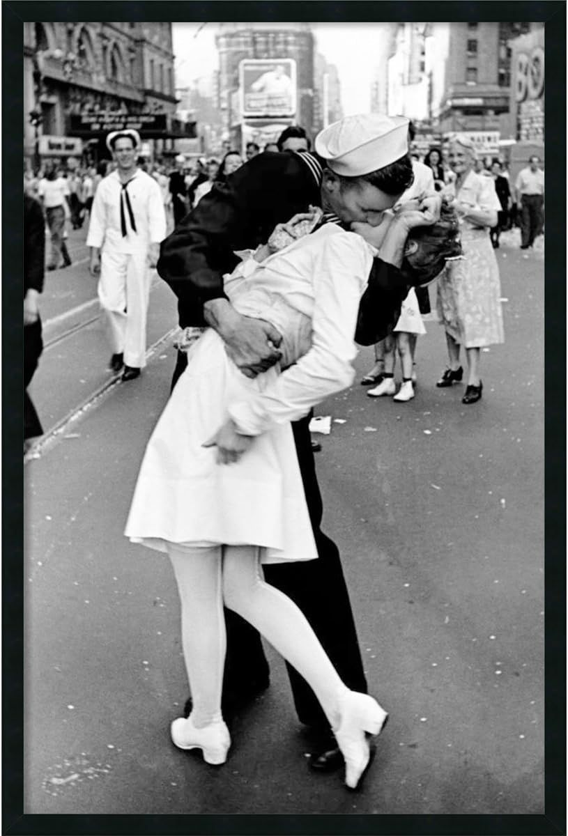 Black Framed 'Kissing on VJ Day' 25.5 x 37.5 Print