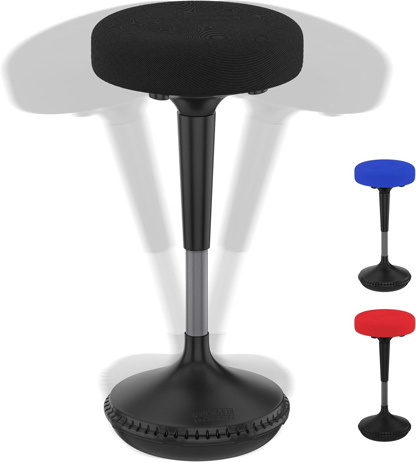 Adjustable Black Wood Swivel Ergonomic Wobble Stool