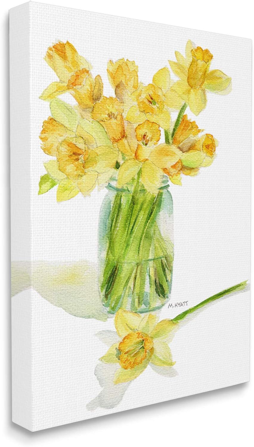 Yellow Daffodil Bouquet in Canning Jar Canvas Wall Art