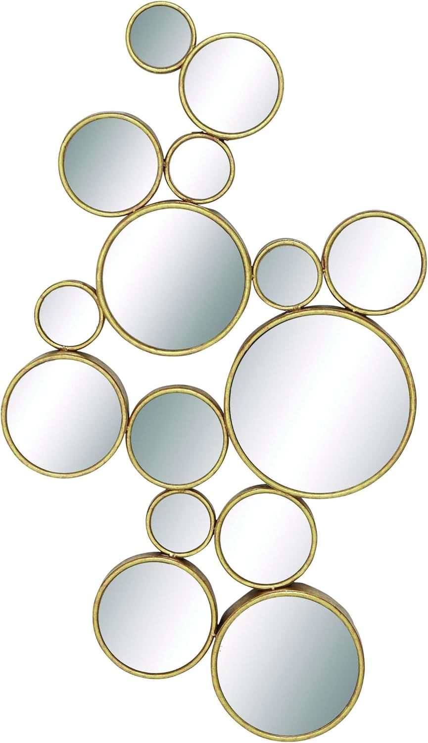 Gold Round Cluster Framed Wall Mirror, 40" x 22"