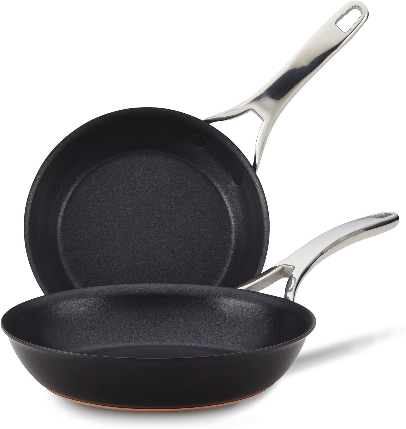 Black Onyx Aluminum Nonstick Fry Pan Set with Stainless Steel Handles