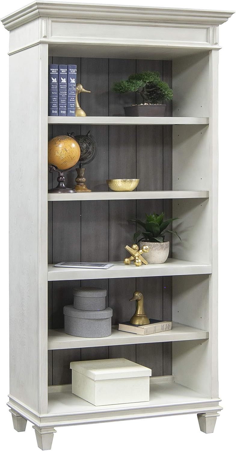 White Adjustable Wood Office Bookcase with Shelves