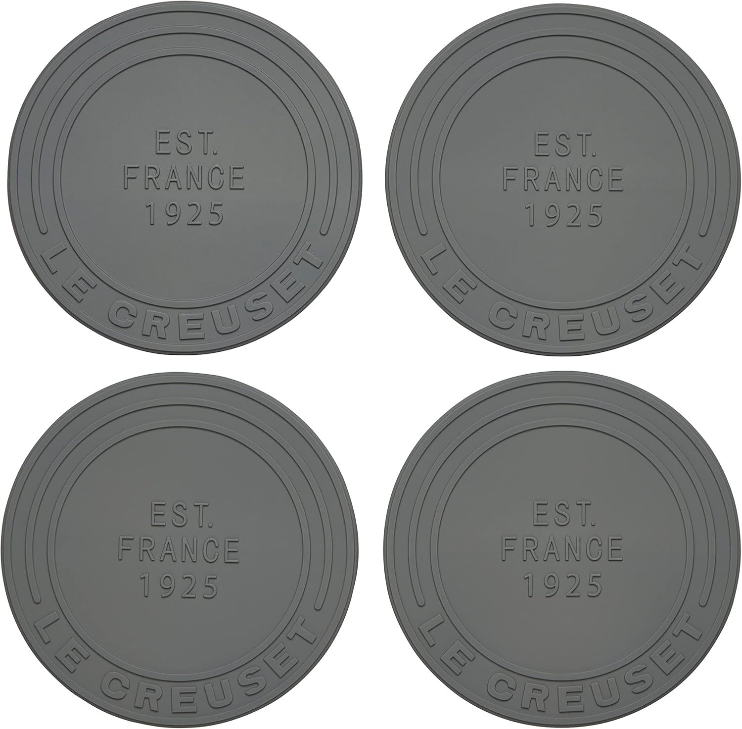 Sea Salt Gray Round Silicone Coaster Set of 4