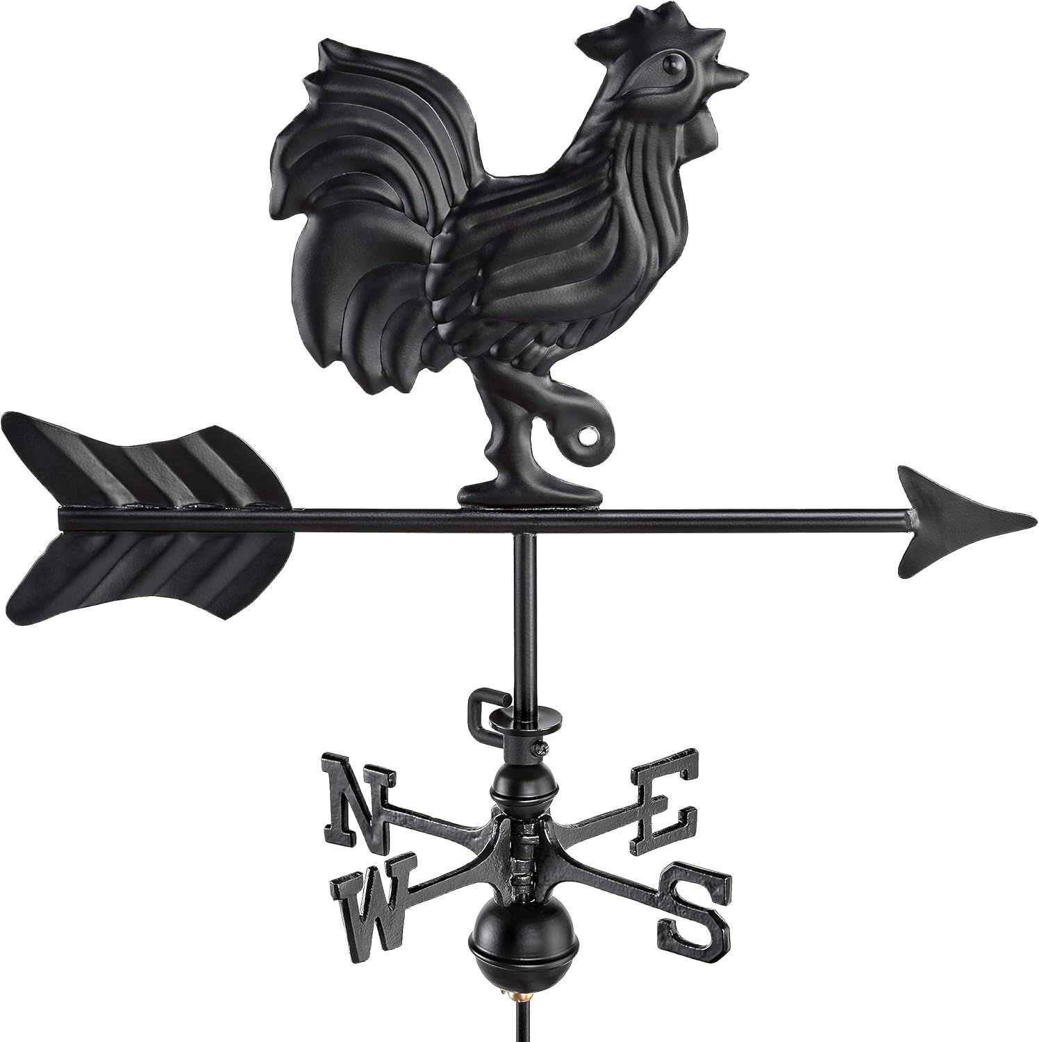 Black Aluminum Roof-Mount Rooster Weathervane for Small Structures