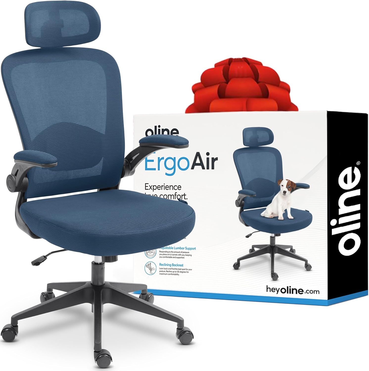 Navy Blue Mesh Ergonomic Office Chair with Adjustable Arms