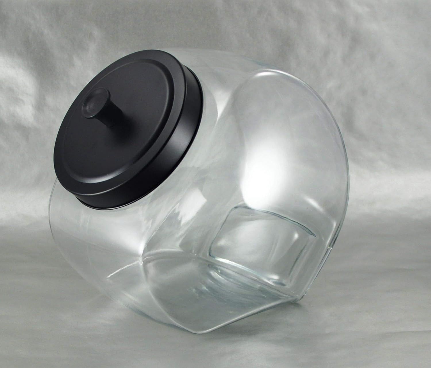 6.5'' Clear Glass Storage Jar with Black Lid