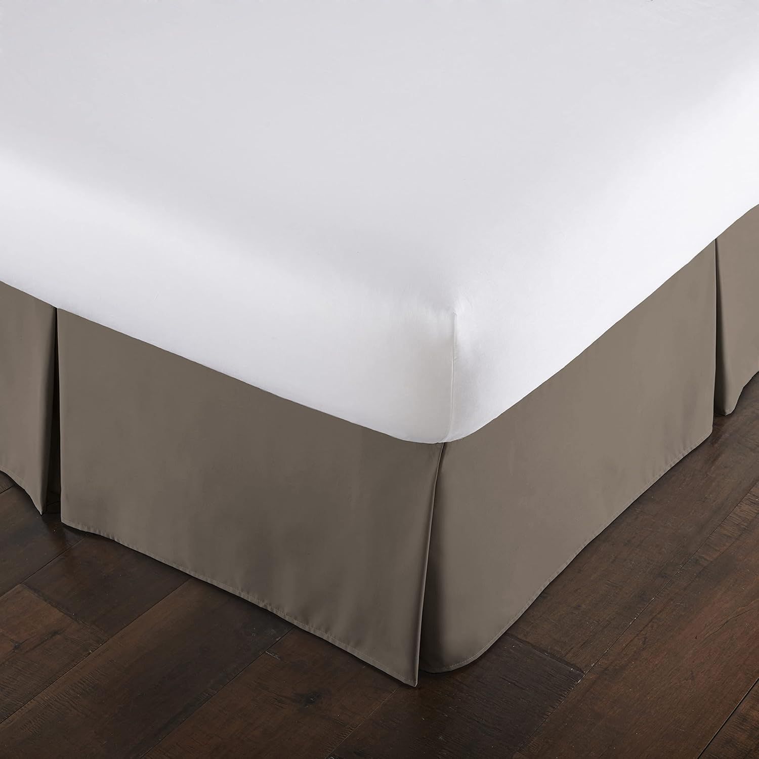 Dark Taupe California King Pleated Microfiber Bed Skirt