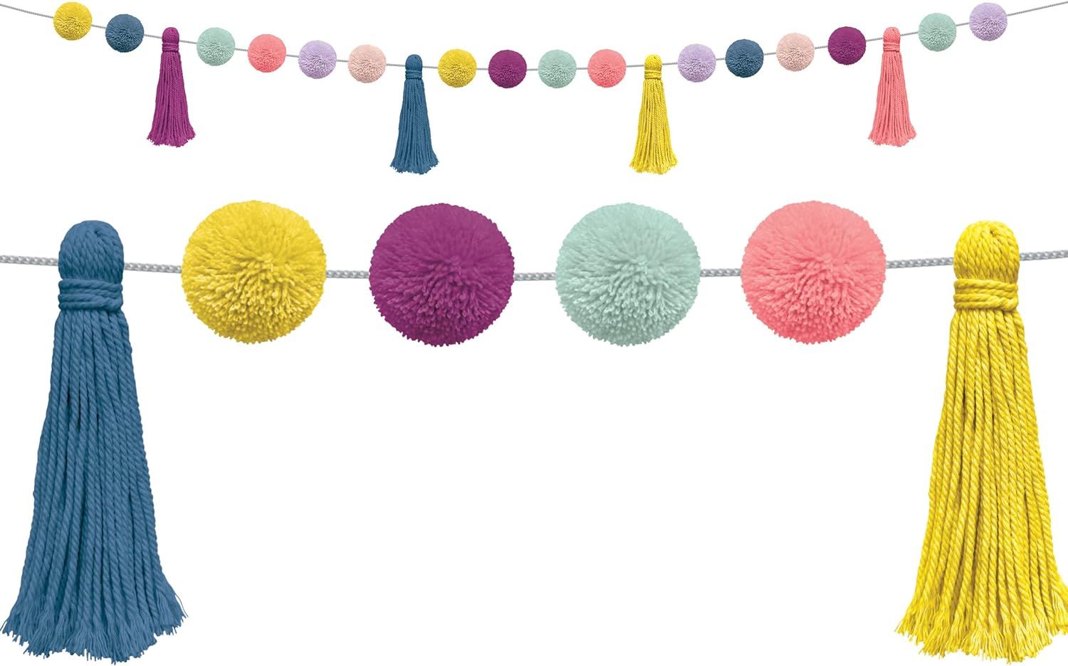 Colorful Pom-Poms and Tassels 60-Inch Party Garland