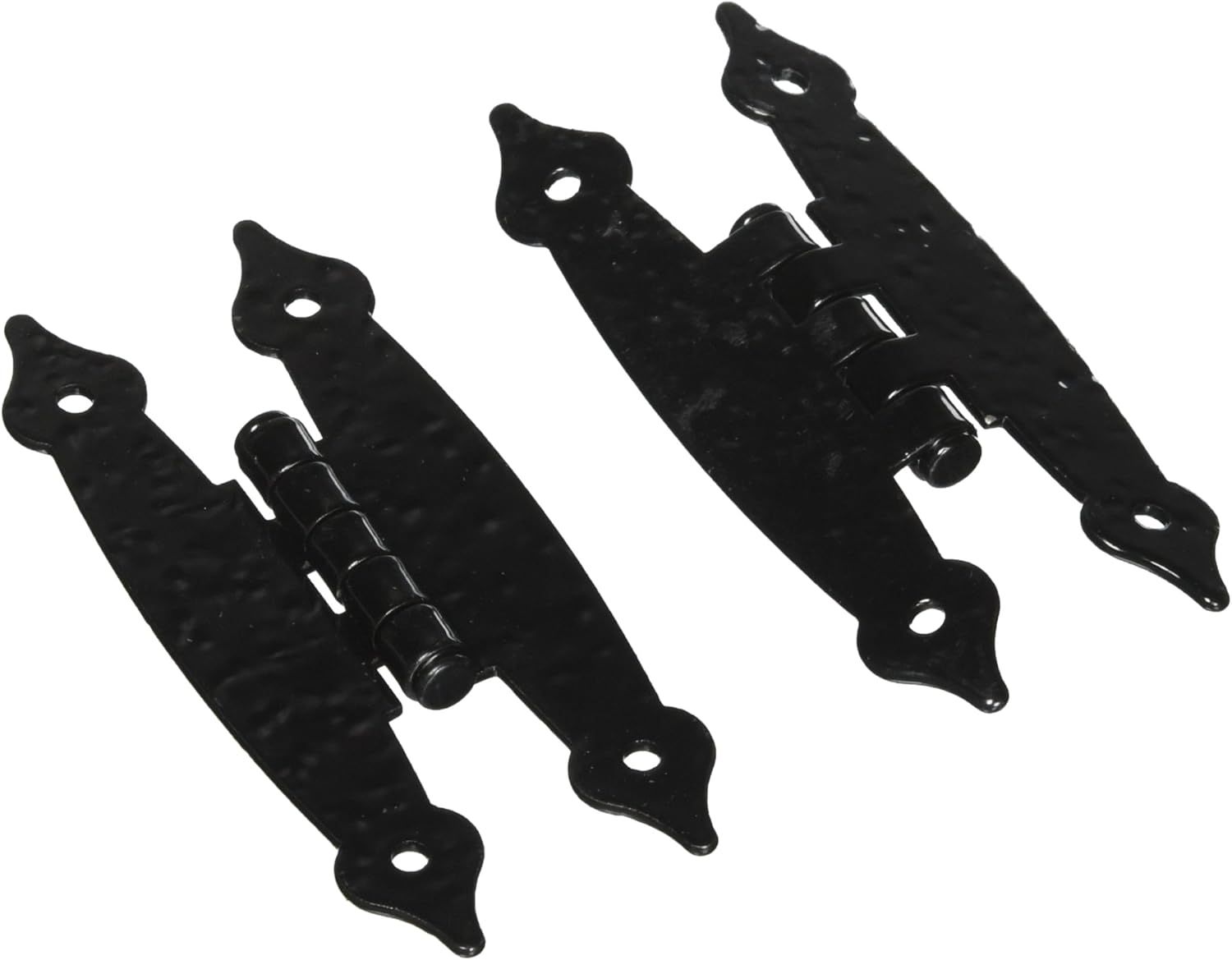 Colonial Black Hammered Metal Cabinet Hinges with Screws