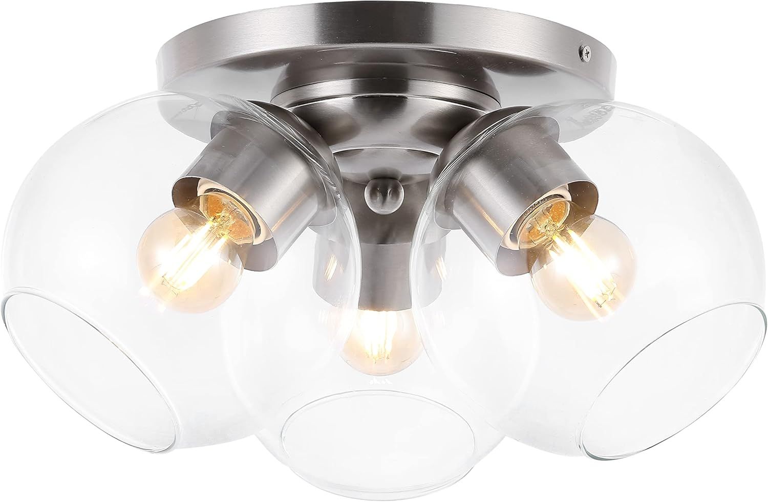 11.5" Clear Glass Nickel LED Flush Mount Ceiling Light