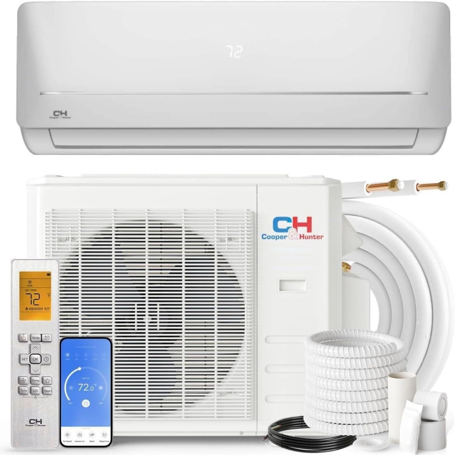 White 1 Ton Mini Split Air Conditioner and Heater with Heat Pump