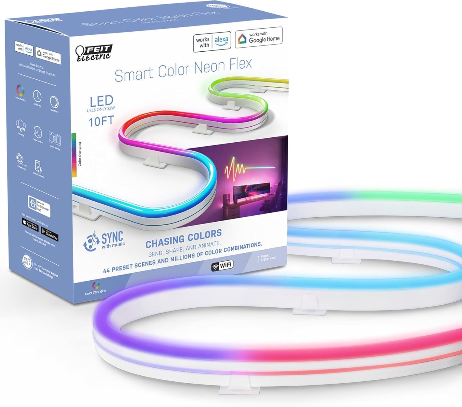 Feit Electric 10FT Smart Color-Changing Neon Flex Rope Light