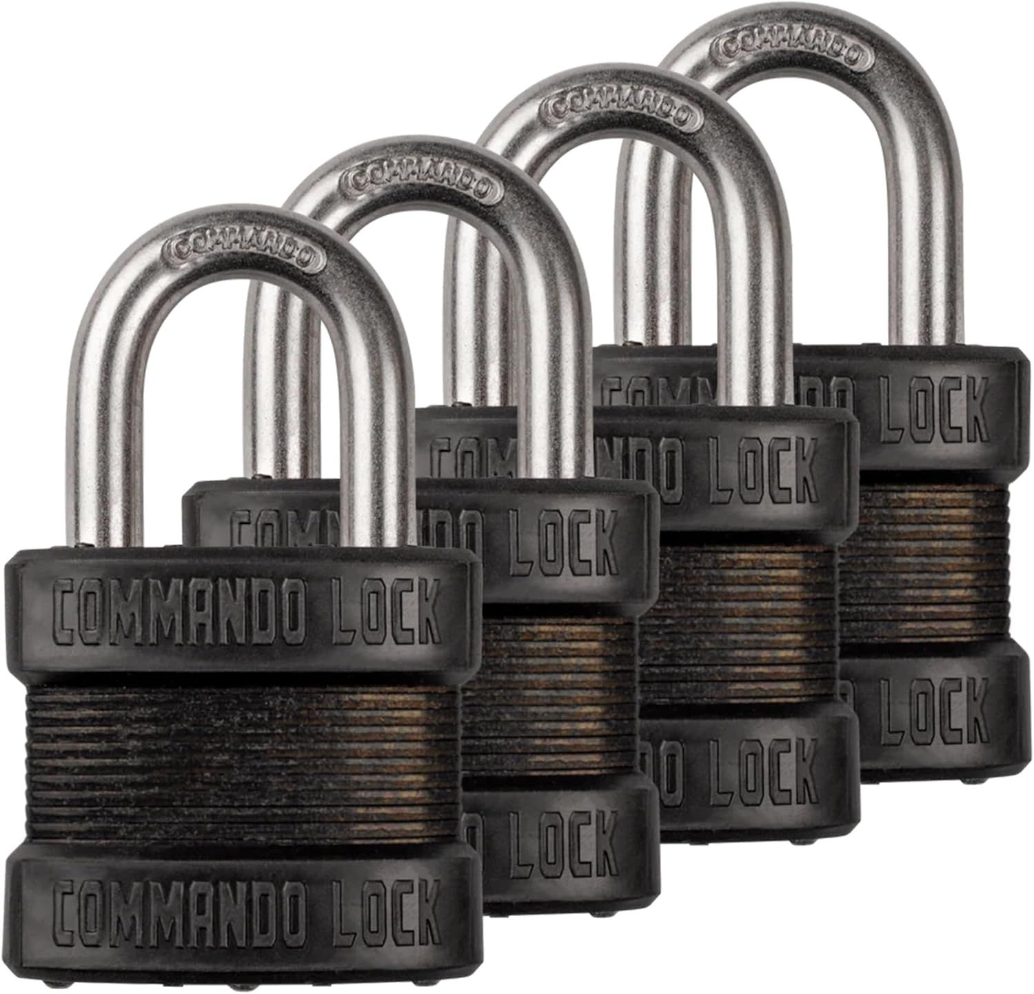 High-Security Black Steel Padlock Set with Anti-Pick Technology, 4 Pack