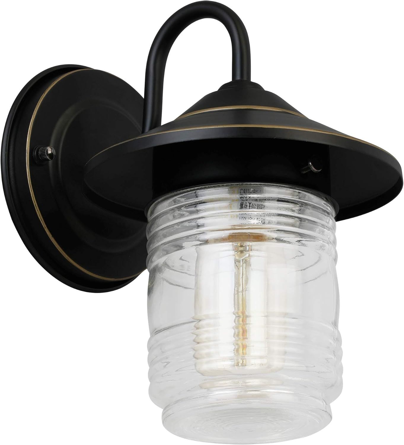 Oil-Rubbed Bronze Jelly Jar 8.75'' Dimmable Sconce with Clear Ribbed Glass