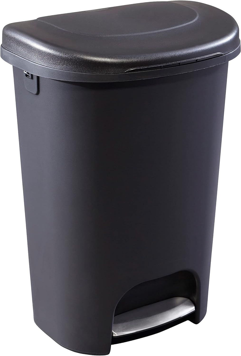 Black 13 Gallon Step-On Trash Can with Stainless Steel Pedal